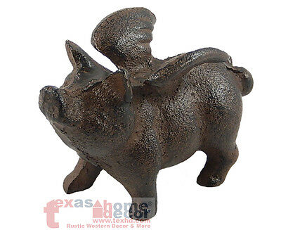 Flying Pig Figurine Cast Iron Rustic Statue Paper Weight Garden Decor
