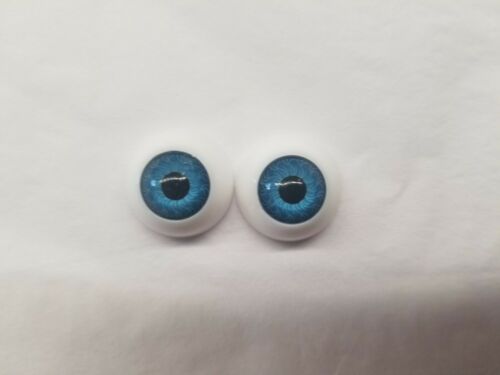 1 Pr Of 20 Mm Reborn Baby Doll Eyes Half Round Acrylic Eyes Blue A1