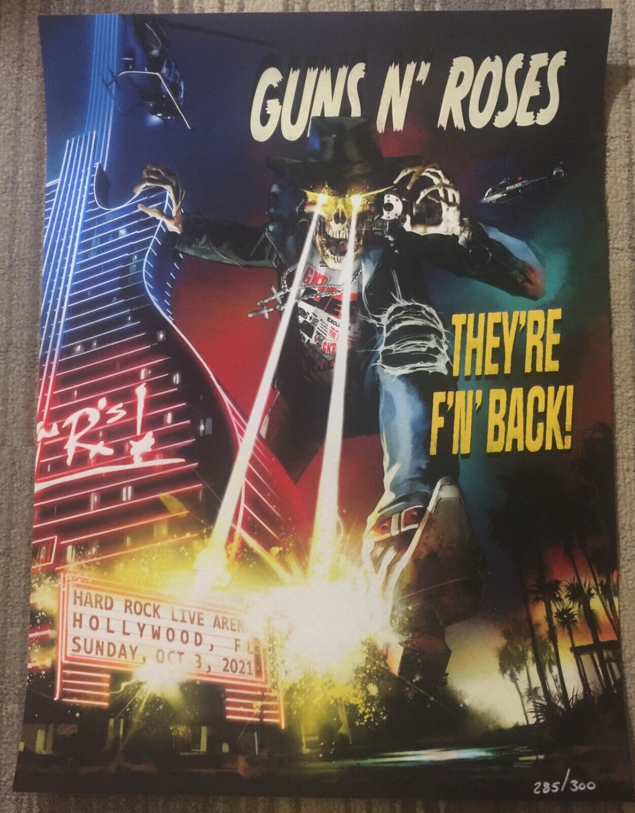 Guns N Roses Hard Rock Hollywood Florida Event Poster 10/3/21 285/300 Axl Rose