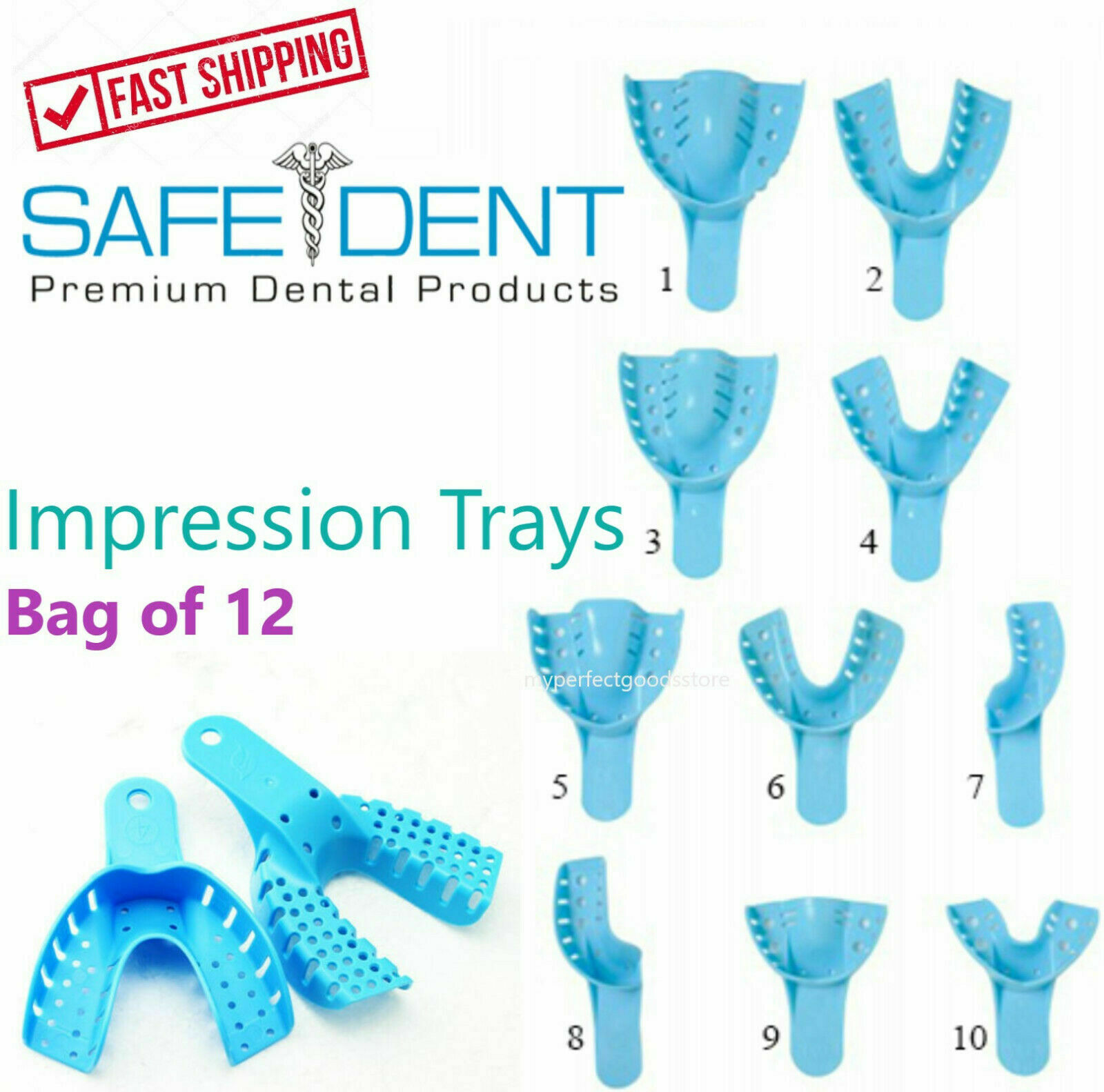 Dental Impression Trays Perforated Plastic Autoclave (choose Size) (1 Bag Of 12)